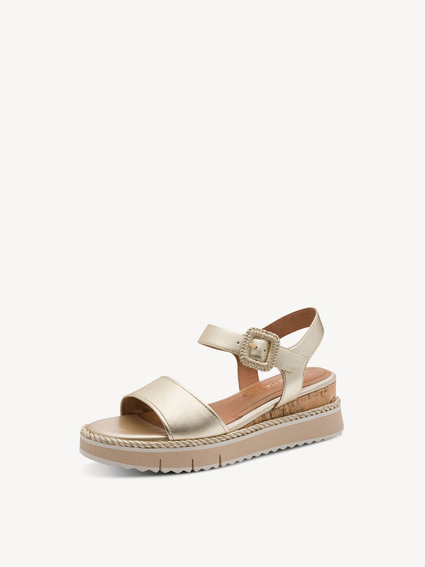 Leren Sandaaltje - metallic, LIGHT GOLD, hi-res