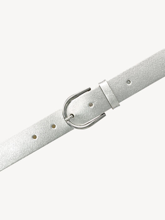 Leren riem, zilver, hi-res
