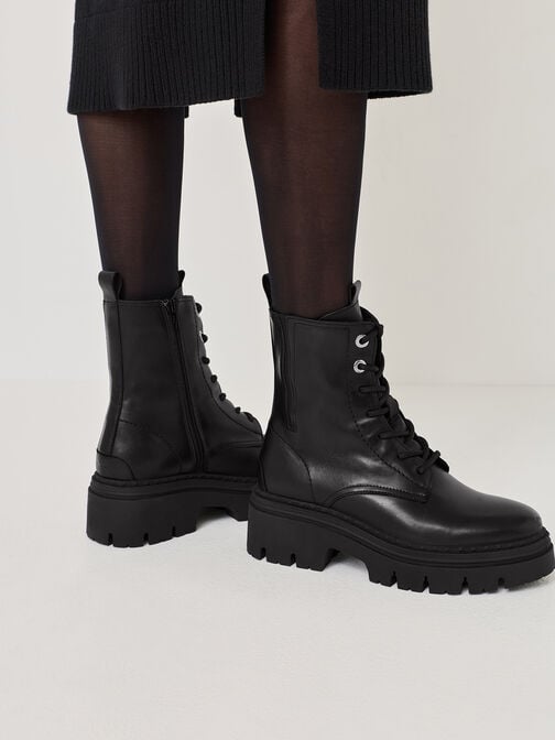 Bootie, BLACK LEATHER, hi-res