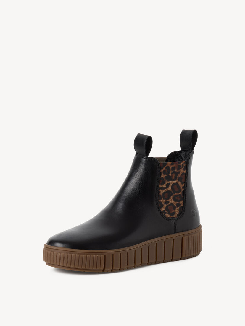 Leren Chelseaboot - zwart, BLACK/LEOPARD, hi-res