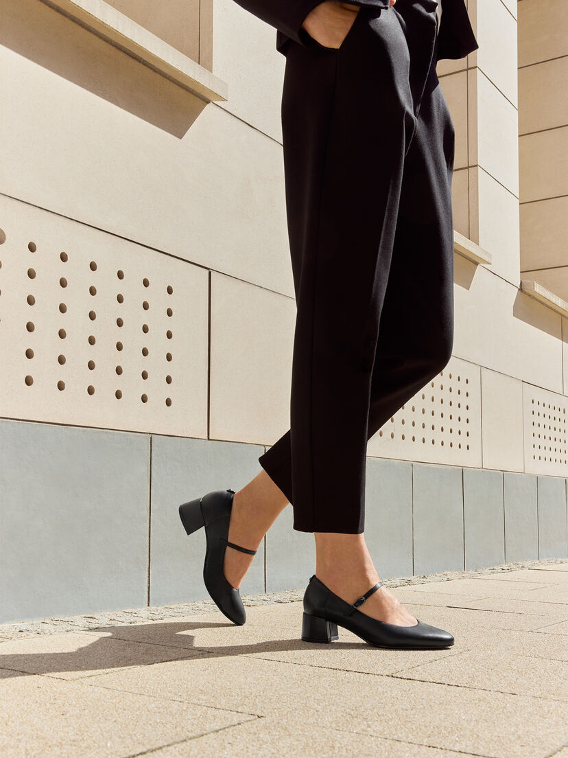 Leren Pumps - zwart, BLACK LEATHER, hi-res