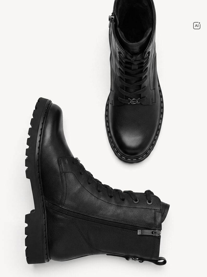 Bottine en cuir - noir, BLACK, hi-res