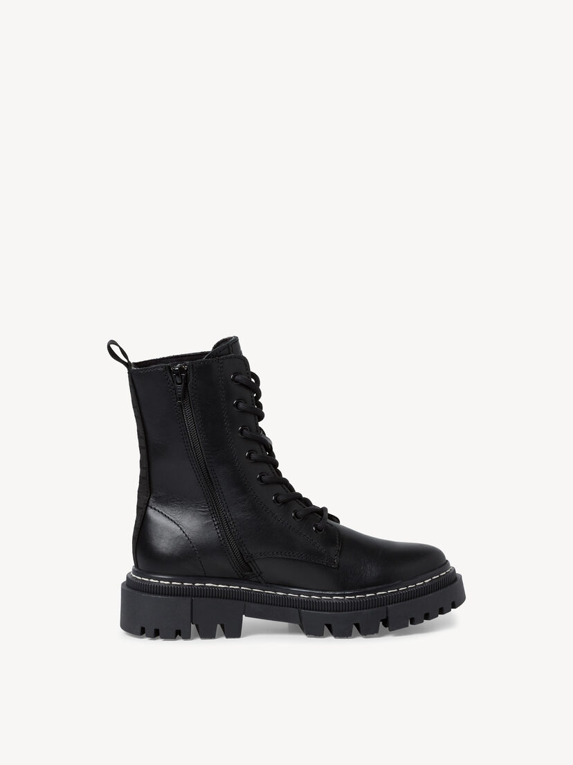 Leren Enkellaarsje - zwart, BLACK LEATHER, hi-res