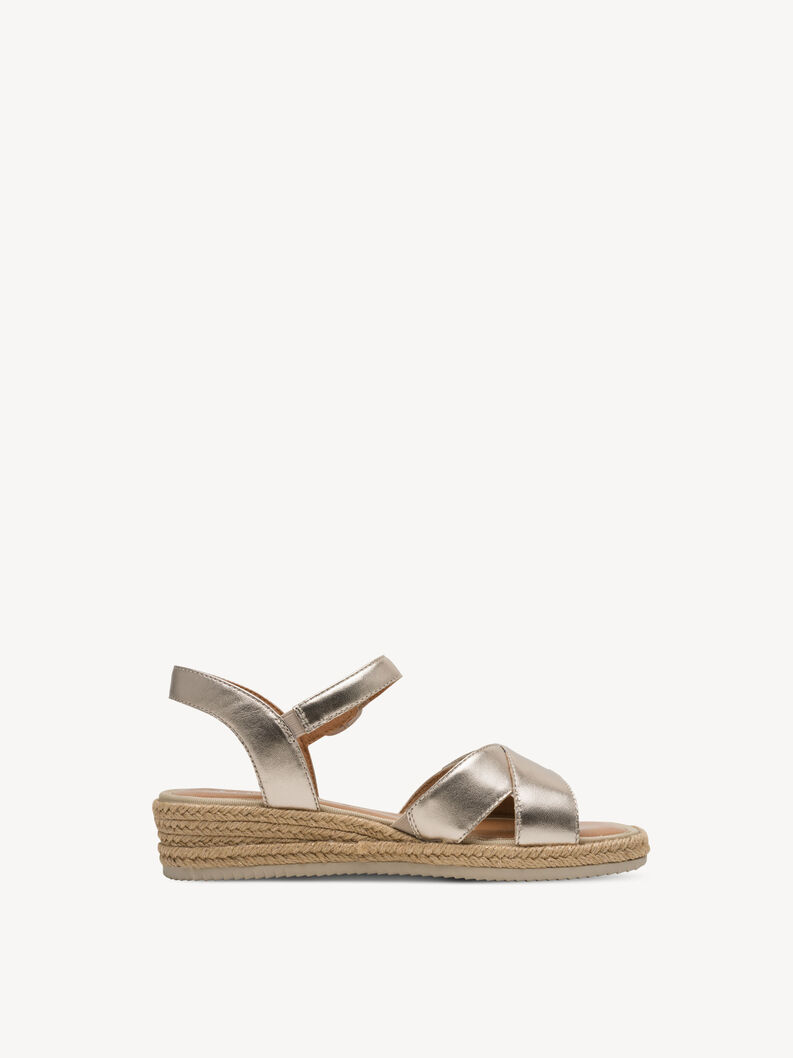 Leather Heeled sandal - metallic, LT GOLD, hi-res
