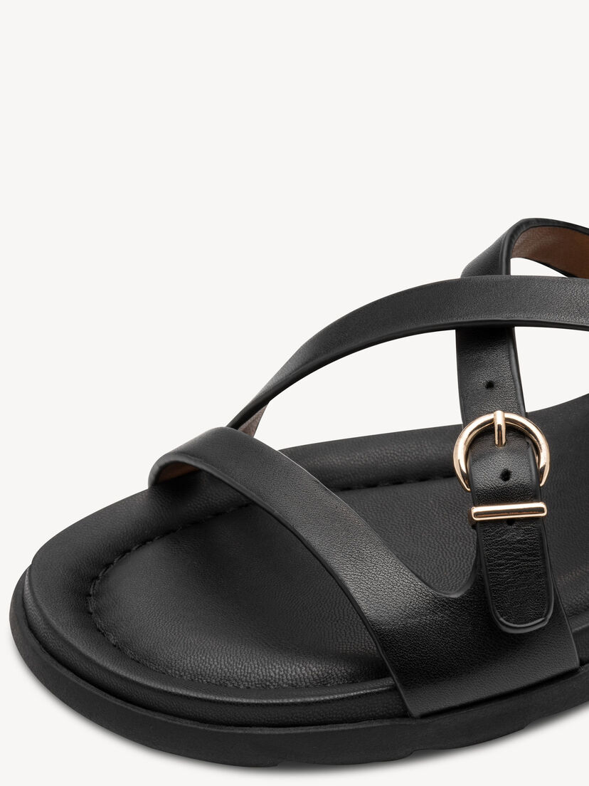 Leren Sandaal - zwart, BLACK, hi-res