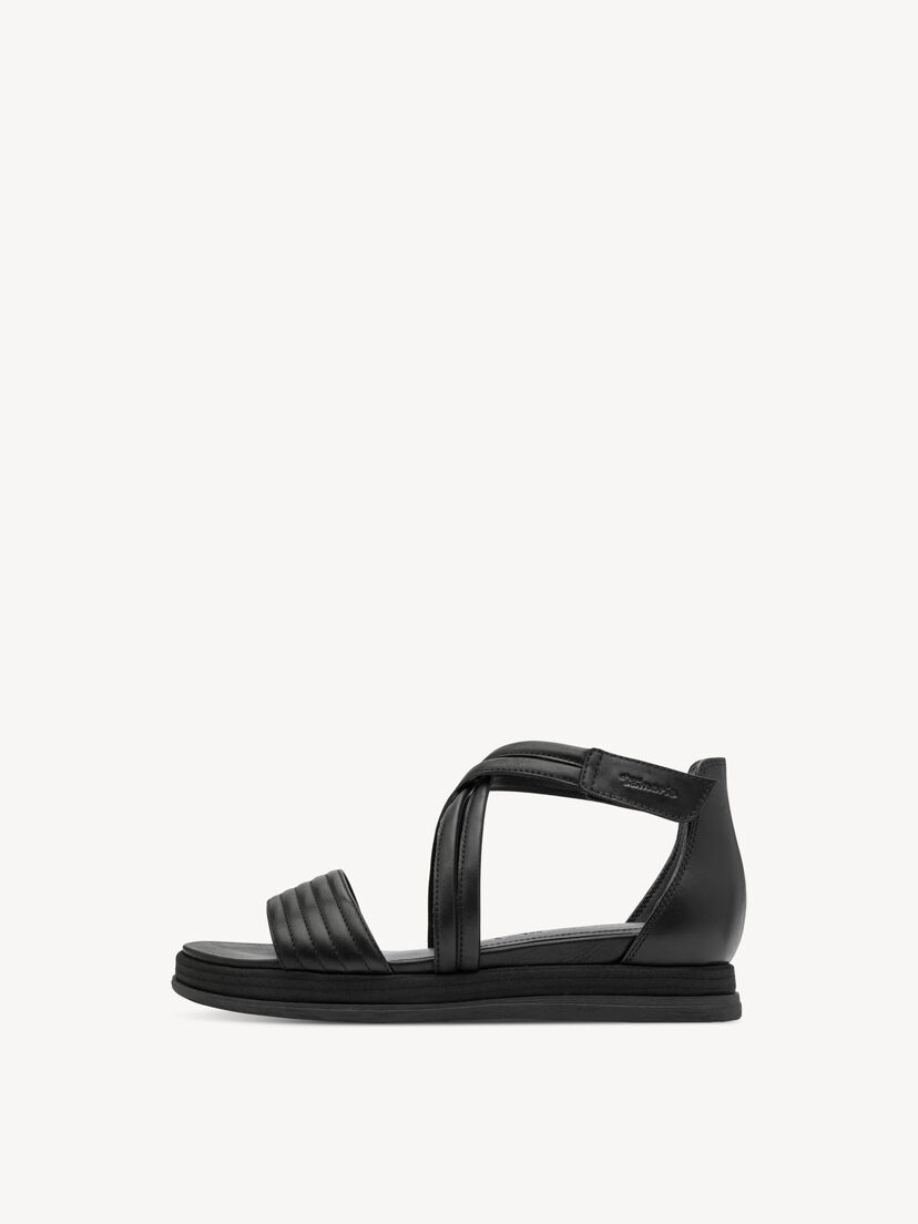 Leren Sandaaltje - zwart, BLACK LEATHER, hi-res