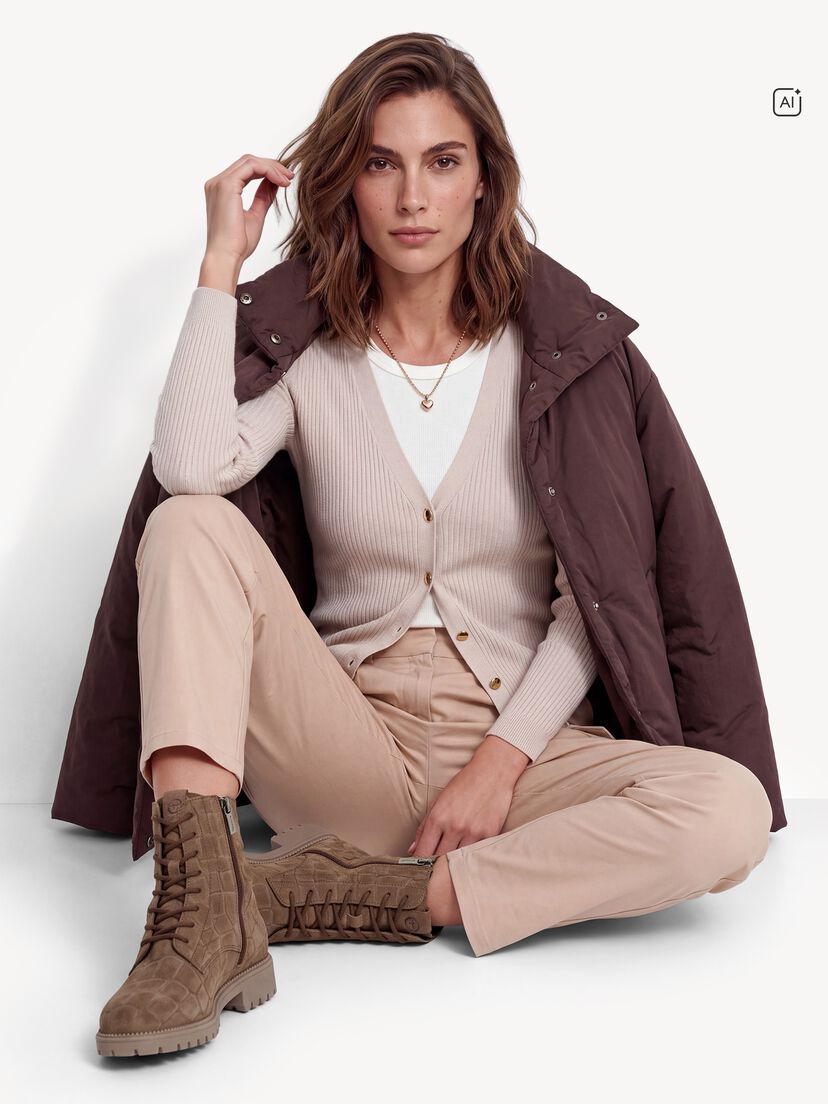 Leren Enkellaarsje - beige, TAUPE STRUCT., hi-res