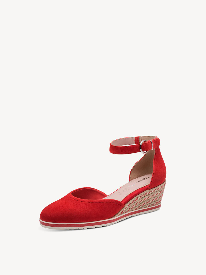 Leren Sleehakpumps - rood, RED, hi-res