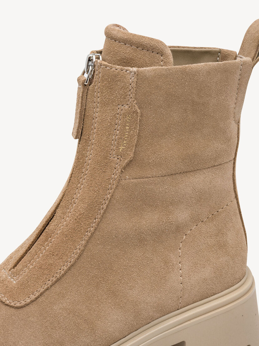 Leren Enkellaarsje - beige, beige, hi-res