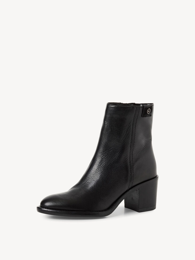 Leren Enkellaarsje - zwart, BLACK, hi-res