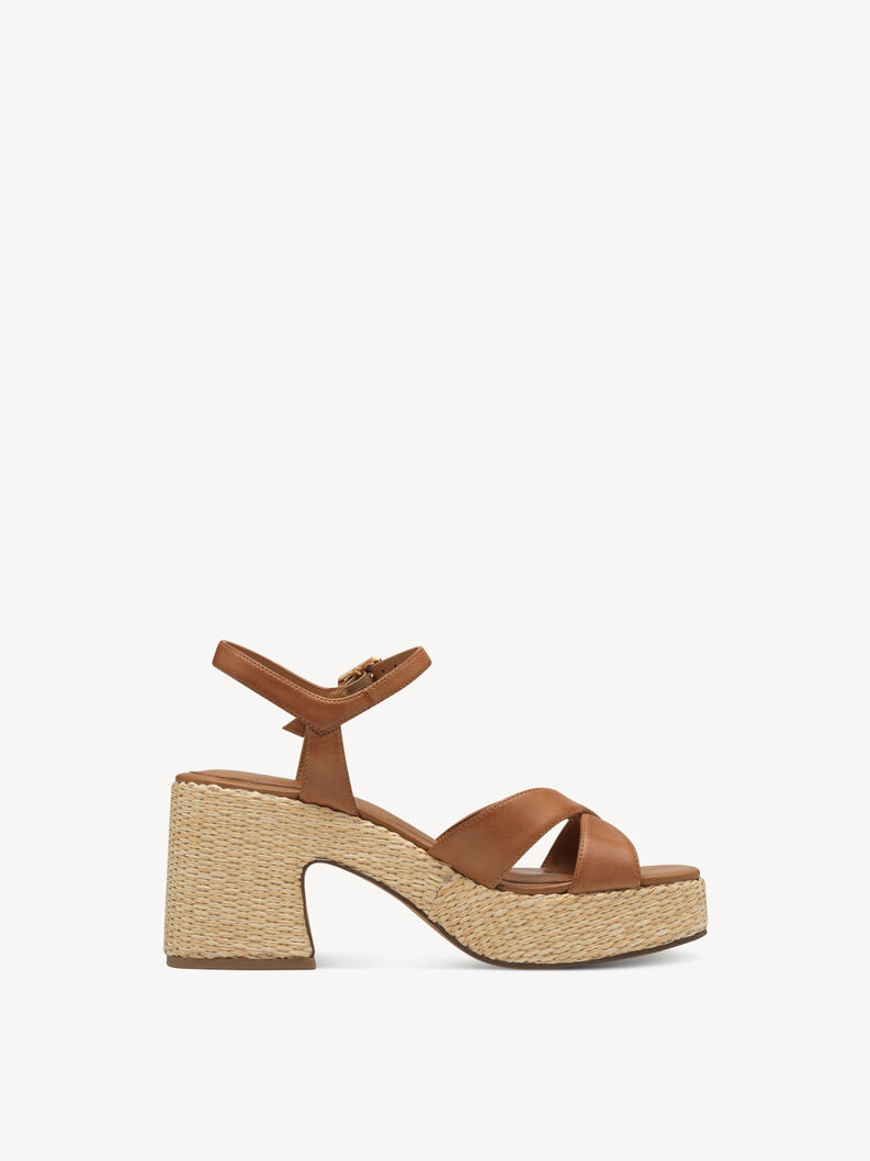 Heeled sandal, cognac, hi-res