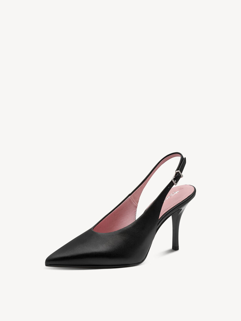 Lederslingpumps - schwarz, BLACK LEATHER, hi-res