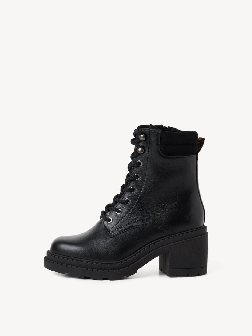 Leren Enkellaarsje - zwart, BLACK LEATHER, hi-res