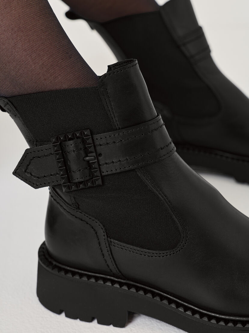 Leren Chelseaboot - zwart, BLACK, hi-res
