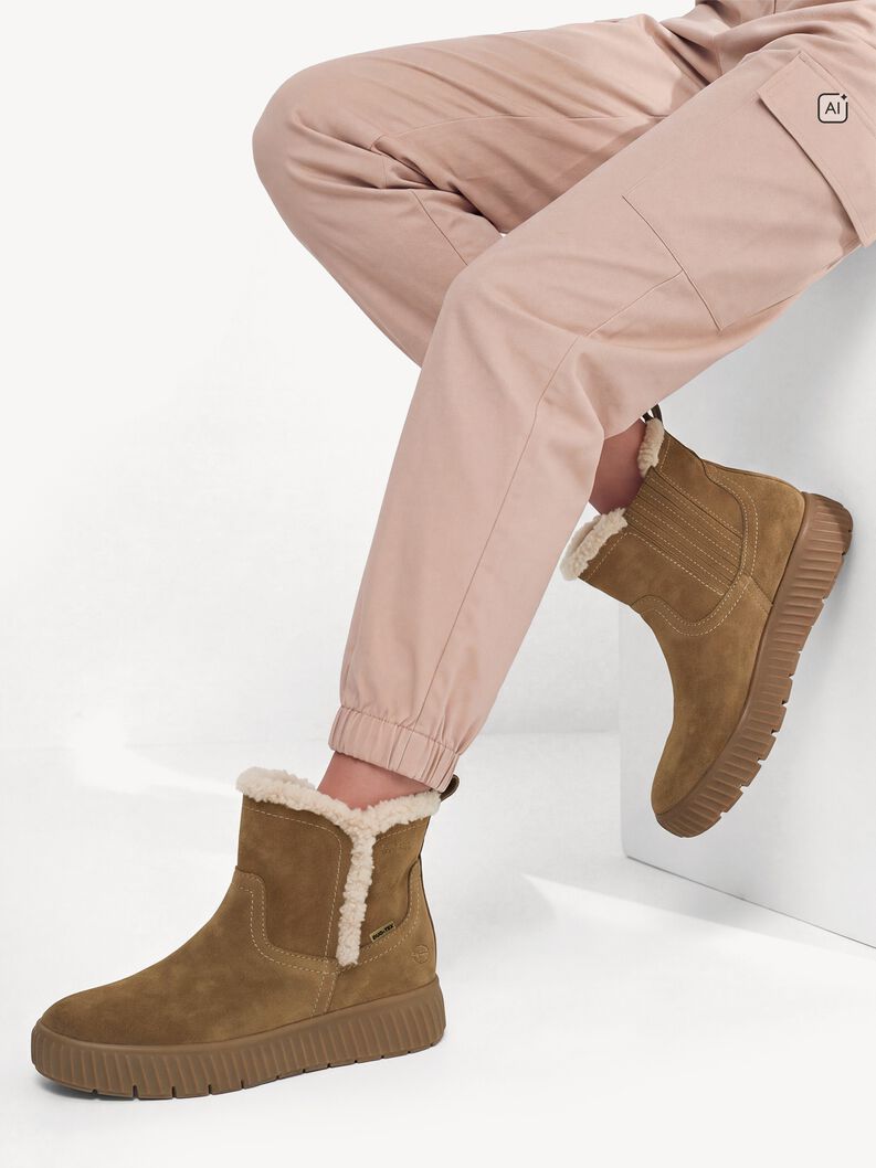 Leather Bootie - brown warm lining, CAPPUCCINO, hi-res
