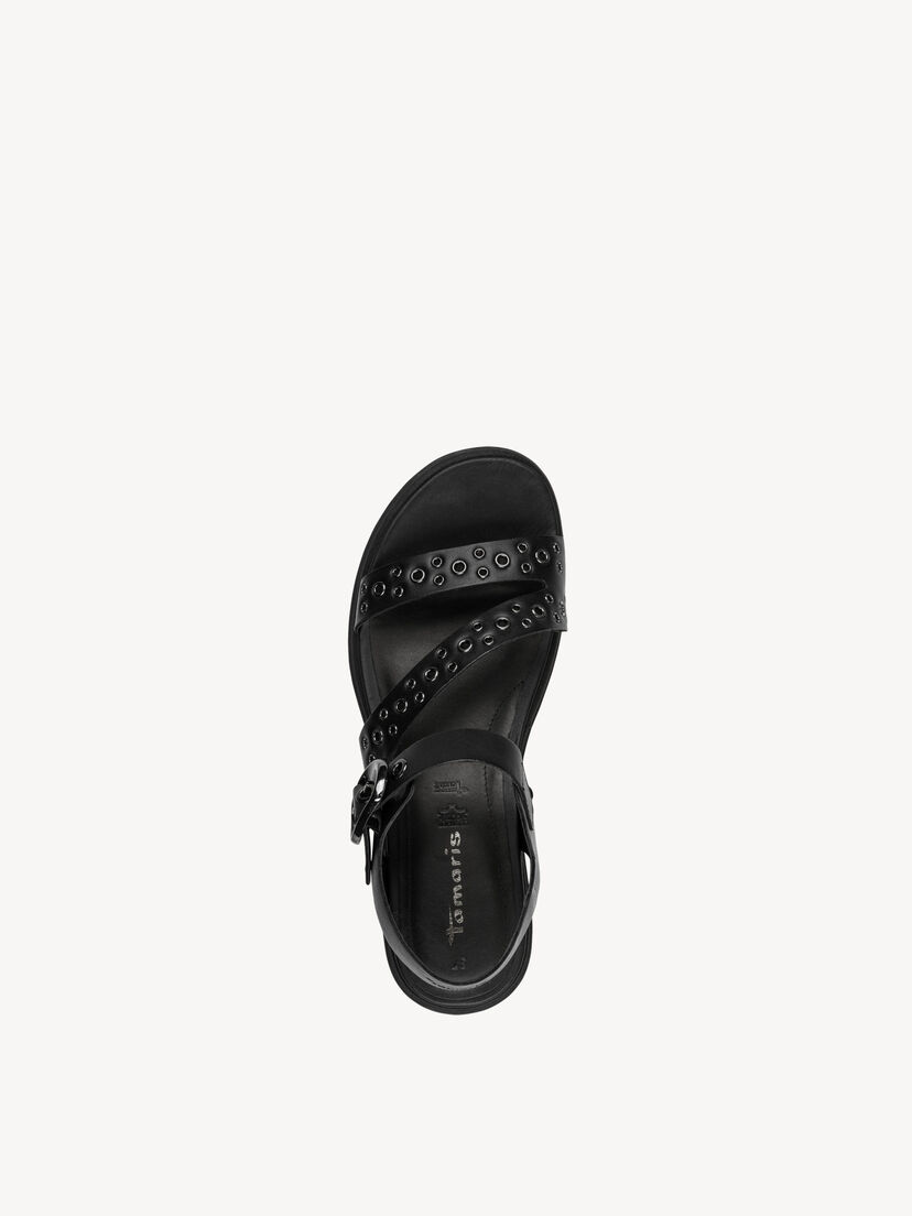 Leren Sandaaltje - zwart, BLACK LEATHER, hi-res
