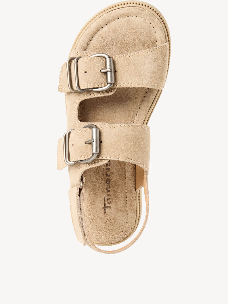 Ledersandalette - beige, BEIGE, hi-res