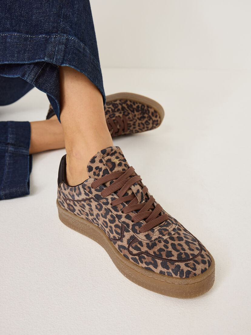 Leren Sneaker - bruin, LEOPARD, hi-res