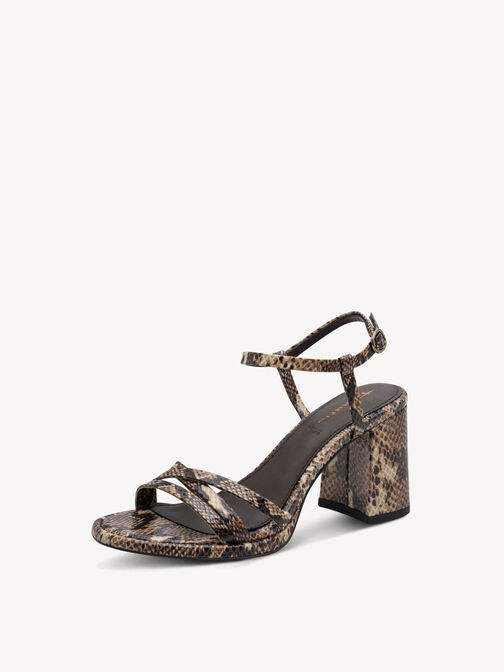 Heeled sandal, BROWN SNAKE, hi-res