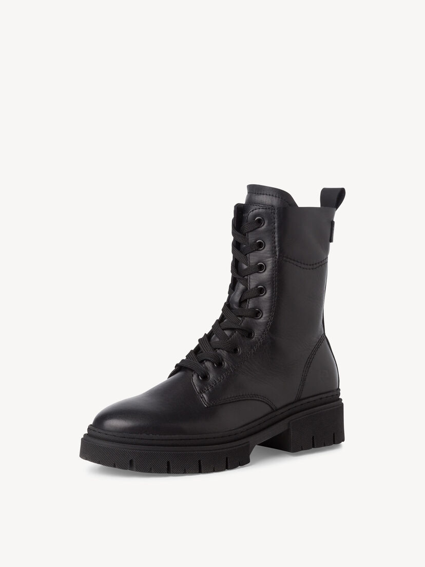 Leren Enkellaarsje - zwart, BLACK, hi-res