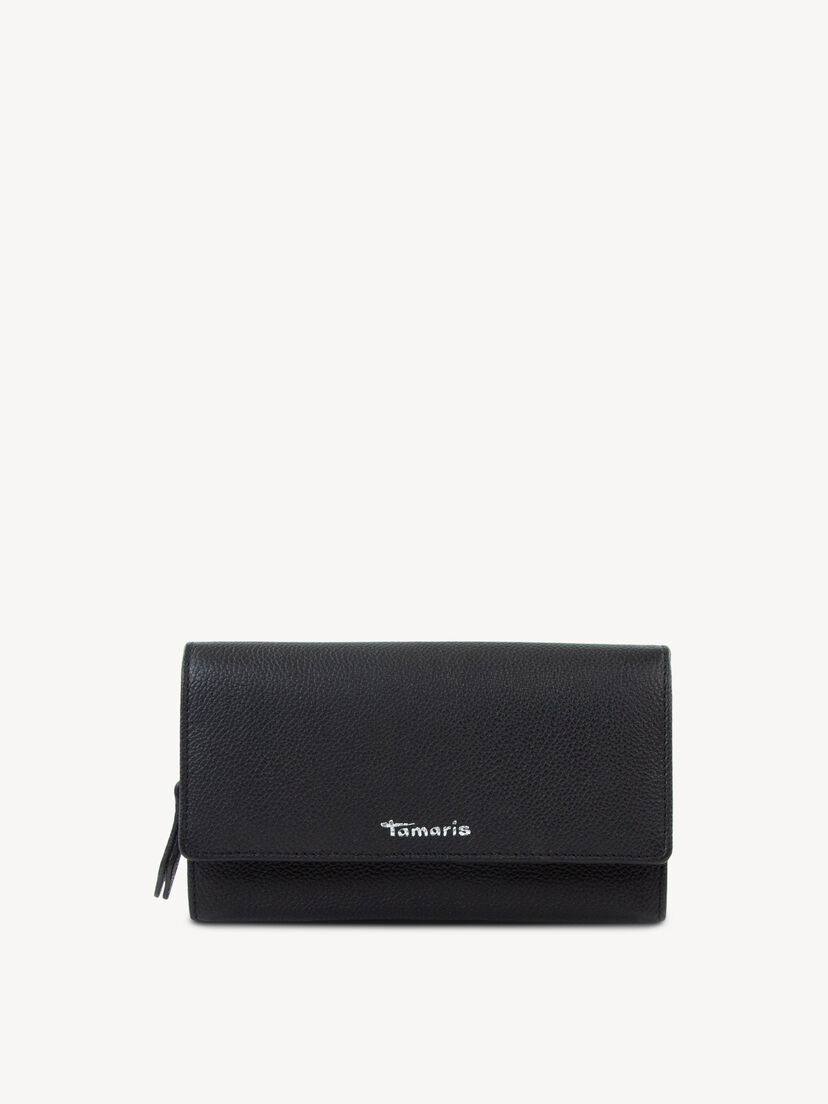 Leren Portemonnee - zwart, black, hi-res