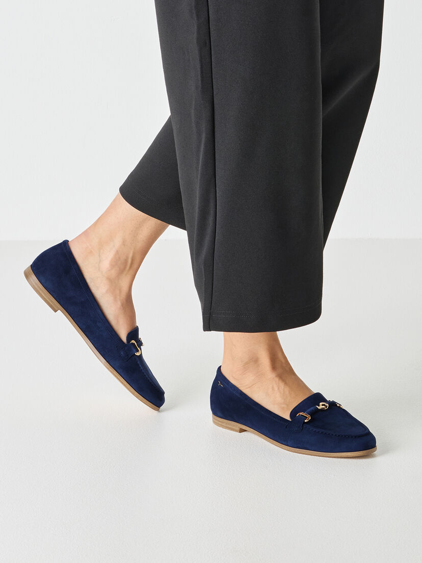 Leren Instappers - blauw, BLUE, hi-res