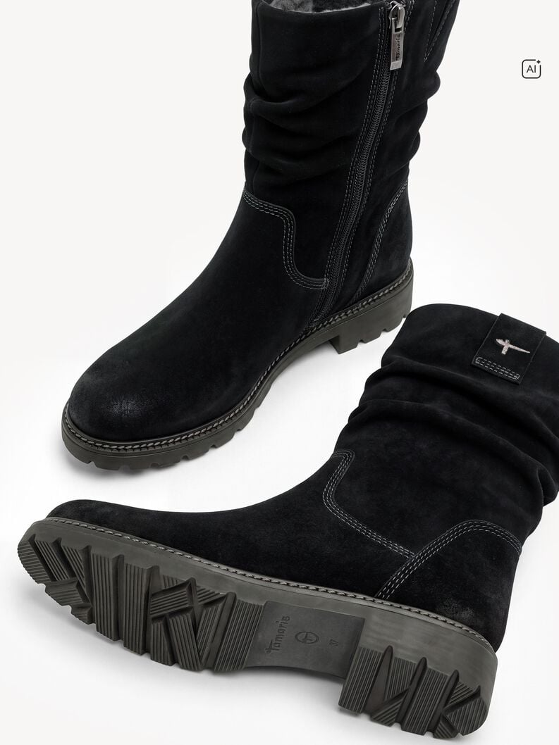 Leather Bootie - black, BLACK, hi-res