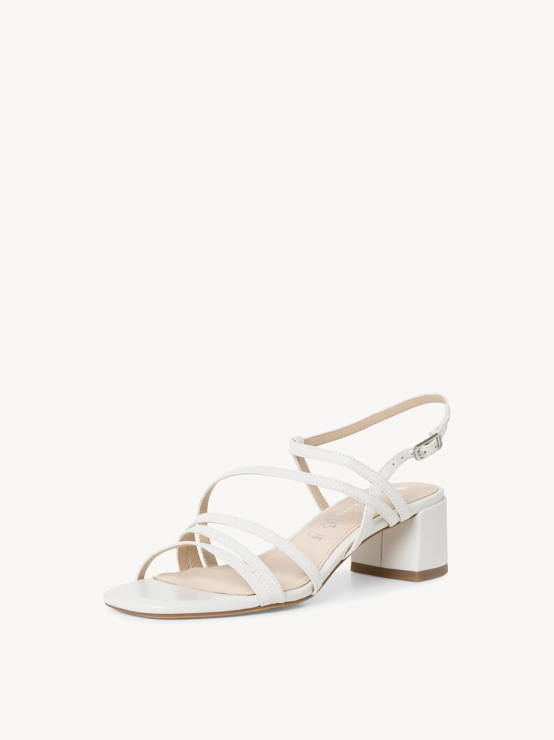 Leather Heeled sandal - white, WHITE, hi-res