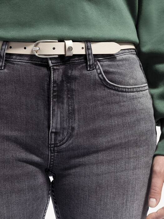 Leren riem, cr&egrave;me, hi-res