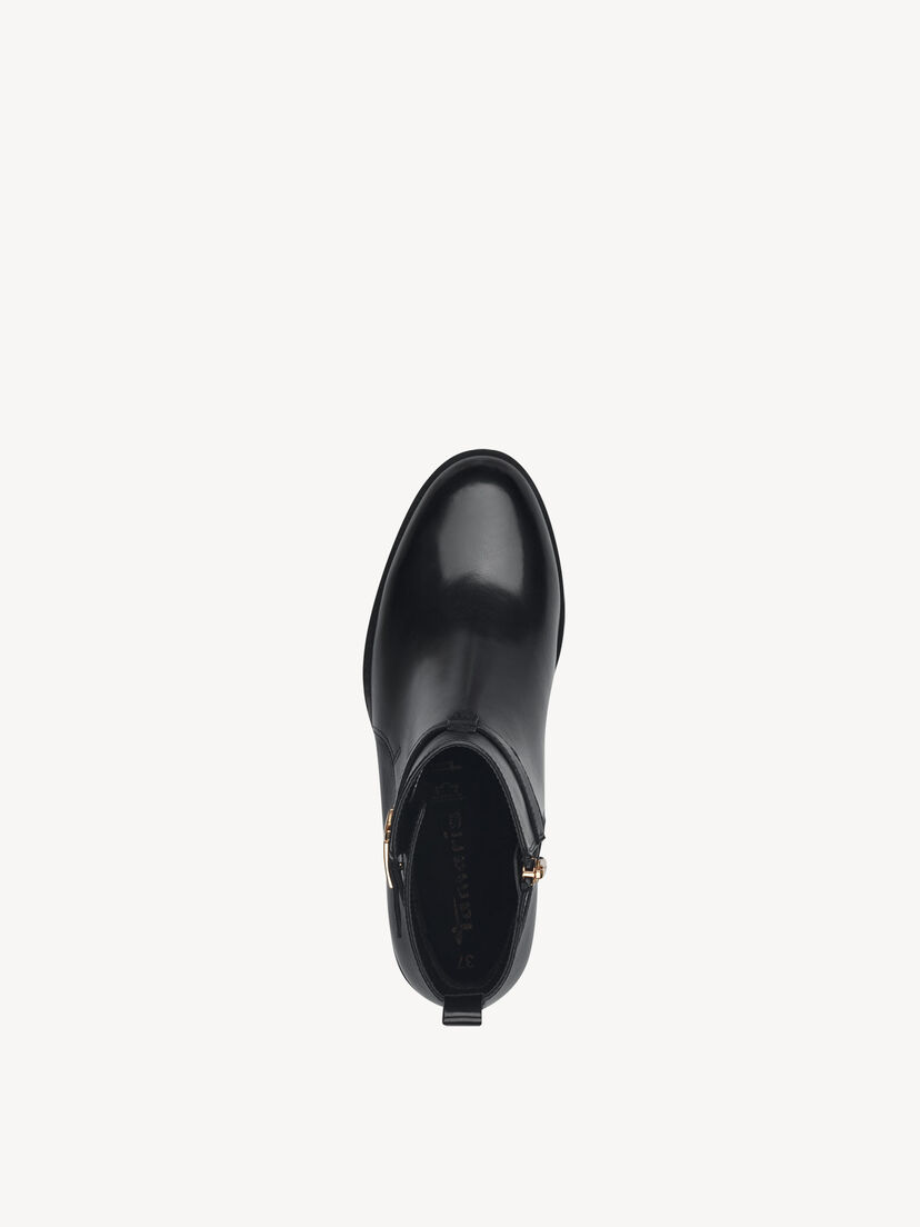 Leren Enkellaarsje - zwart, BLACK, hi-res