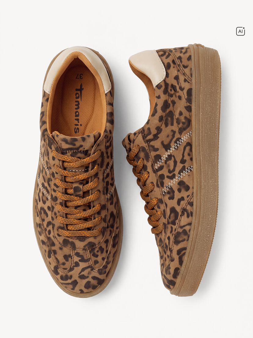 Leren Sneaker - bruin, LEOPARD, hi-res