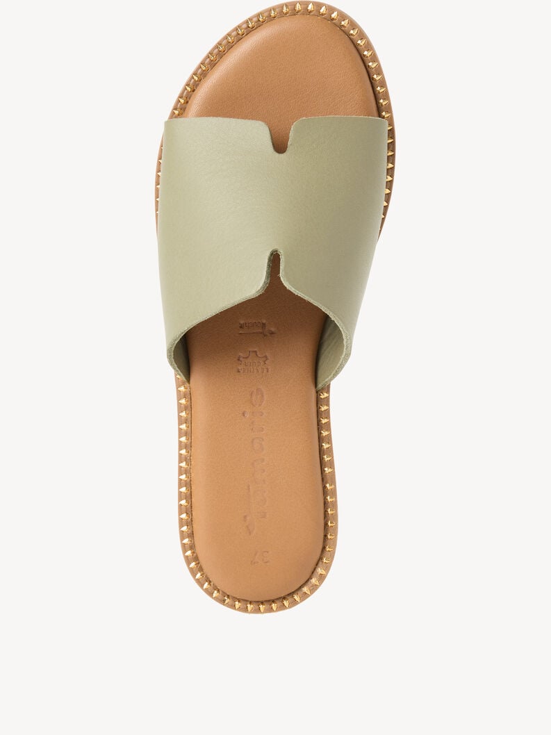 Mule en cuir - vert, OLIVE, hi-res