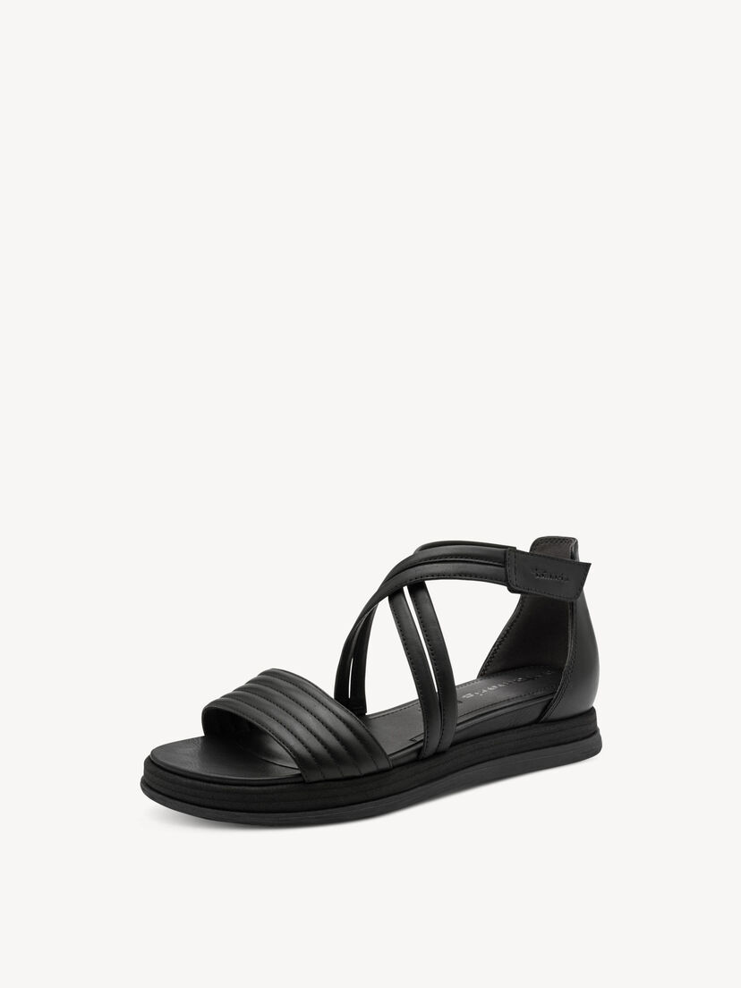 Leren Sandaaltje - zwart, BLACK LEATHER, hi-res