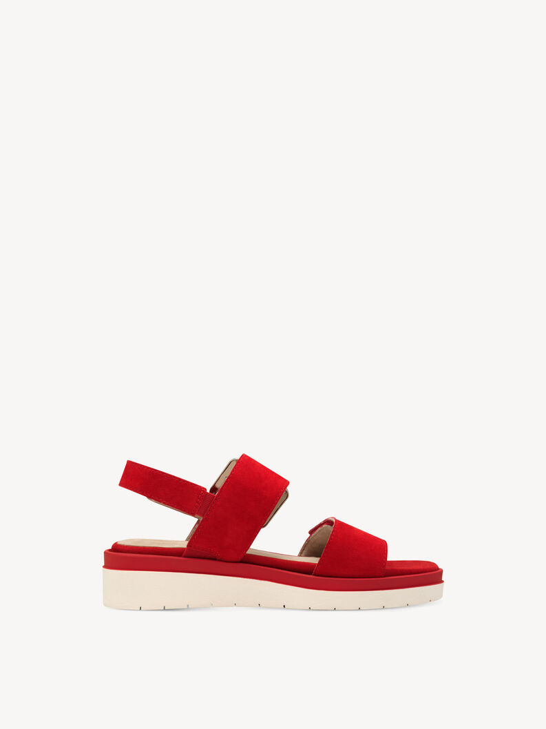 Sandale &agrave; talon en cuir - rouge, RED SUEDE, hi-res