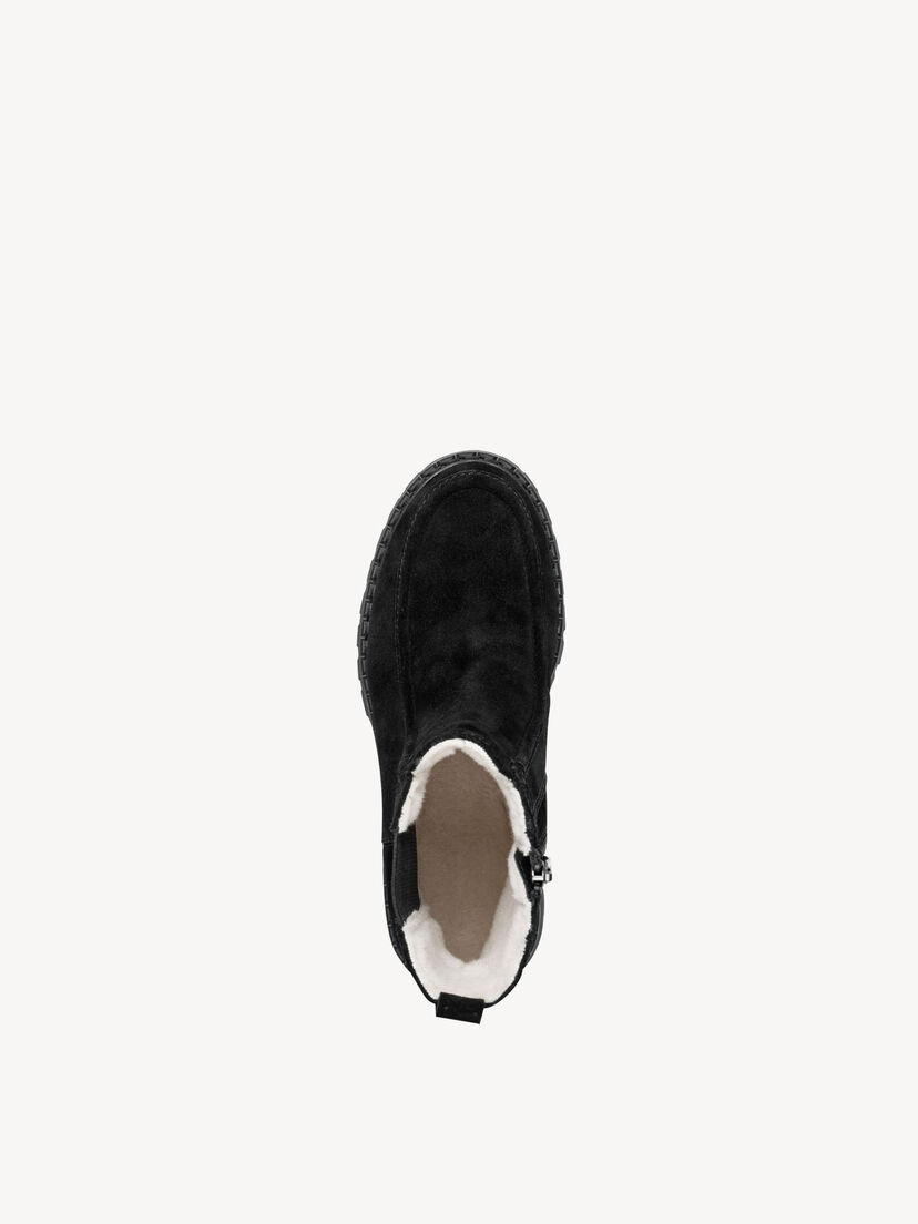 Leren Enkellaarsje - zwart warme voering, BLACK, hi-res