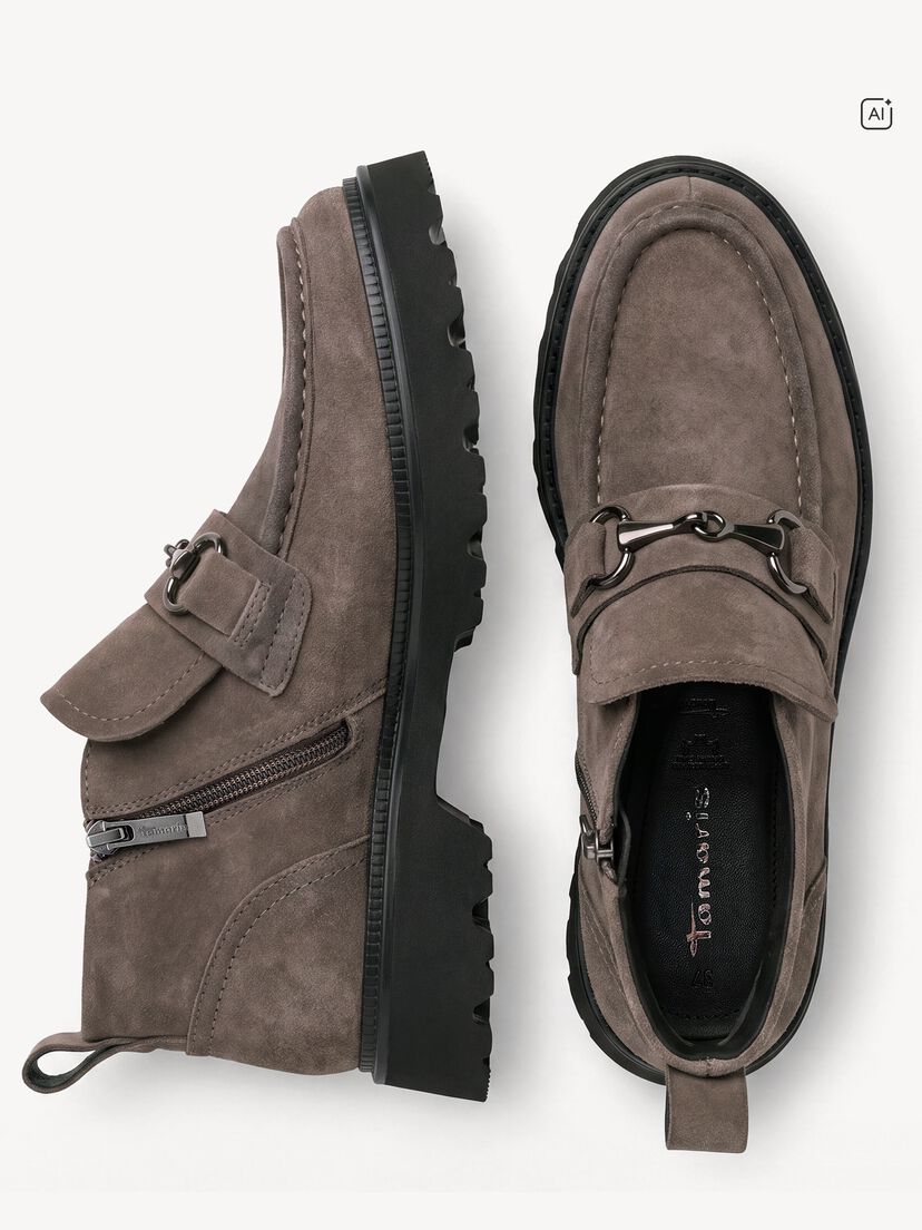 Leren Enkellaarsje - beige, TAUPE, hi-res