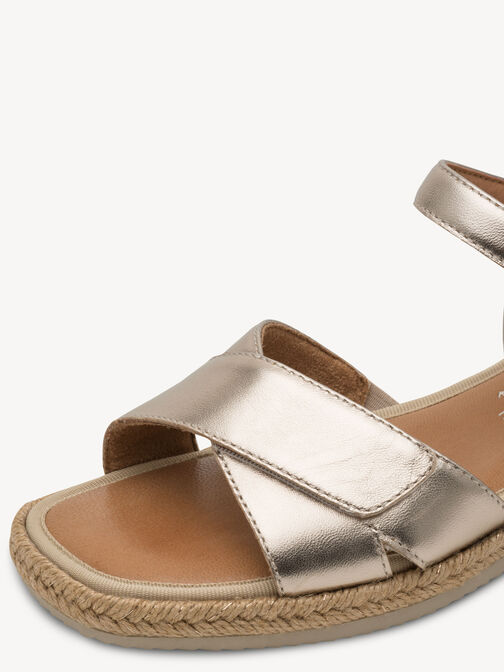 Leather Heeled sandal, LT GOLD, hi-res