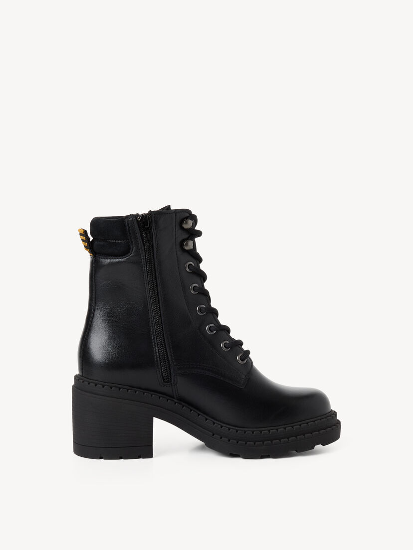 Leren Enkellaarsje - zwart, BLACK LEATHER, hi-res