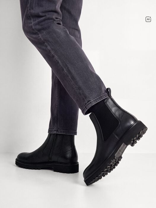 Chelseaboot, BLACK LEATHER, hi-res