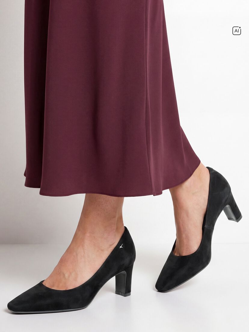 Leren Pumps - zwart, BLACK, hi-res