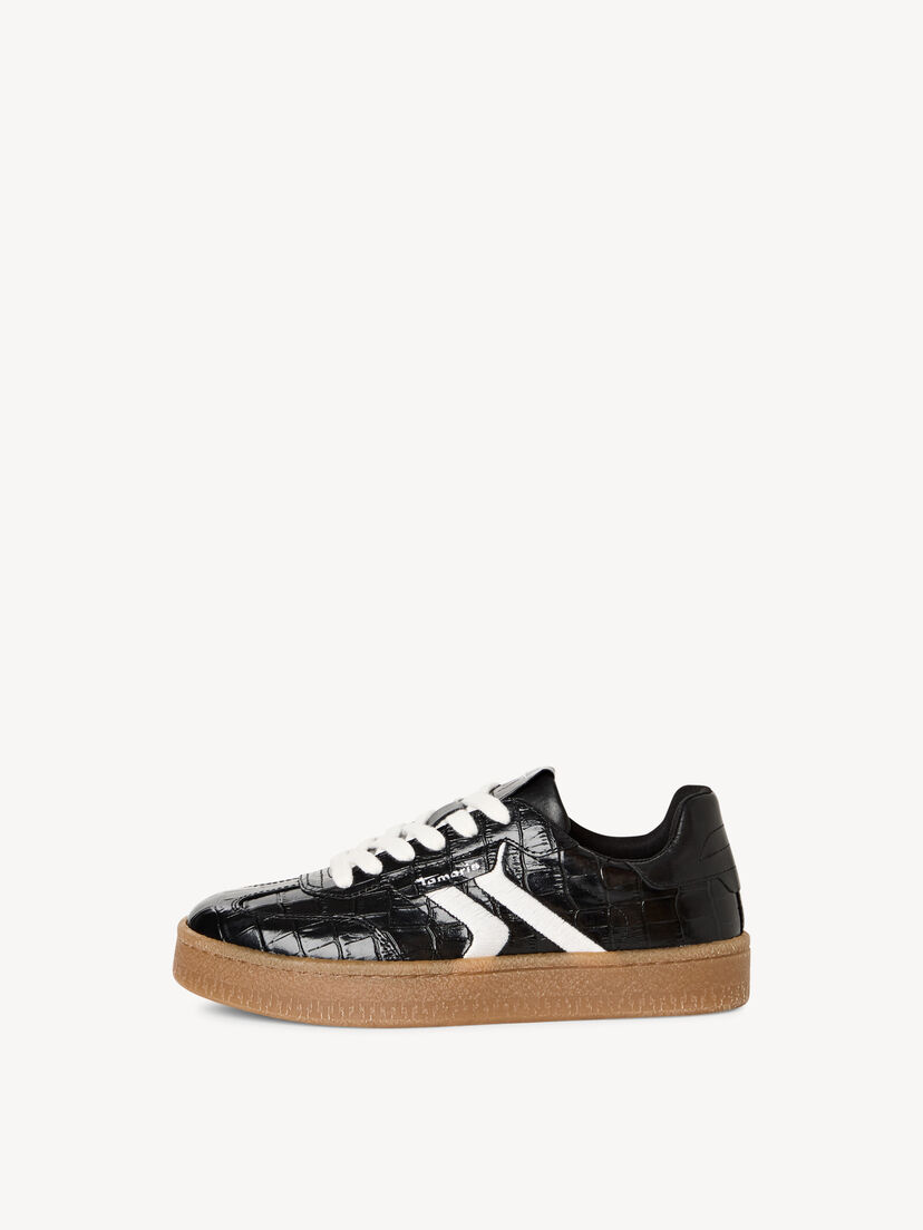 Leren Sneaker - zwart, BLACK CROCO, hi-res