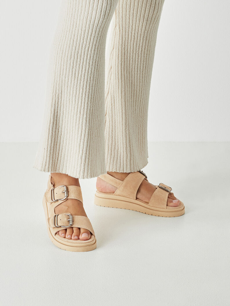 Ledersandalette - beige, BEIGE, hi-res