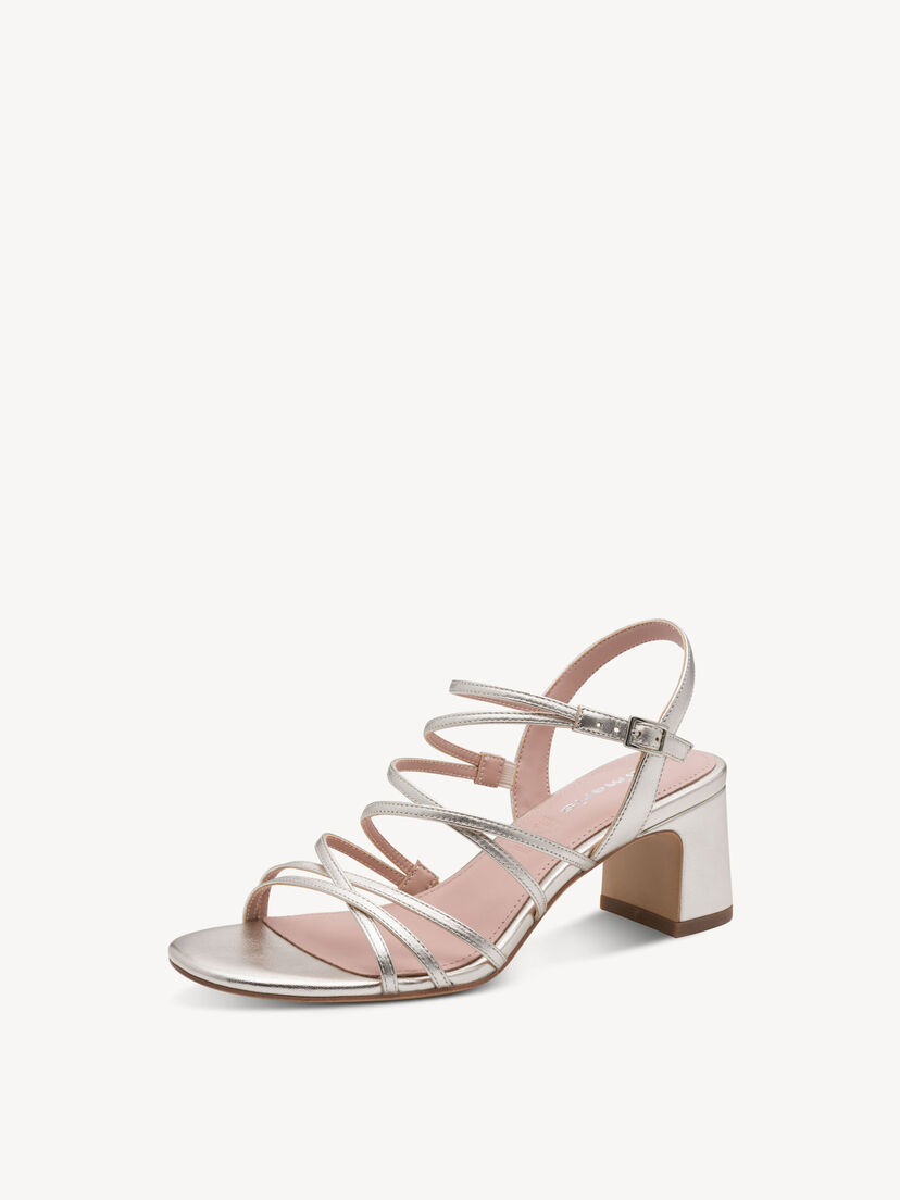 Leren Sandaaltje - metallic, PLATINUM, hi-res