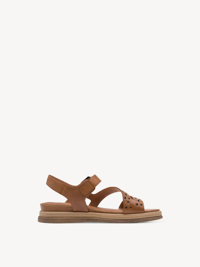 Leren Sandaaltje - bruin, COGNAC LEATHER, hi-res
