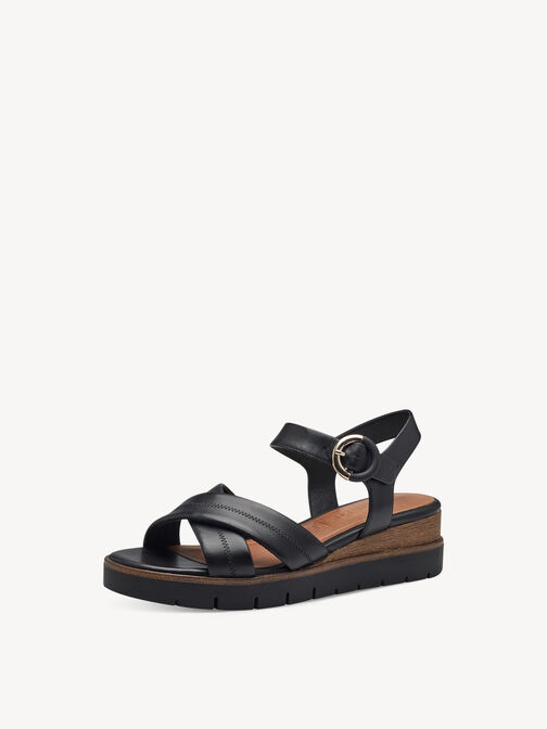 Sandale &agrave; talon, BLACK LEATHER, hi-res