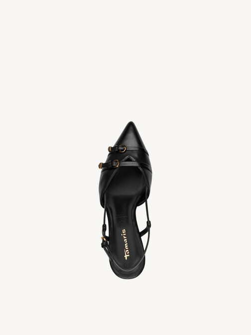 Slingpumps, BLACK LEATHER, hi-res