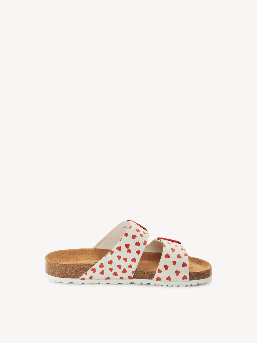 Leren Slipper - wit, WHITE/RED, hi-res