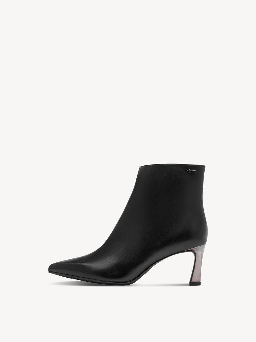 Leren Enkellaarsje - zwart, BLACK, hi-res