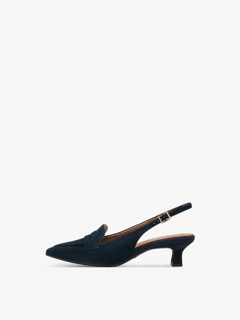 Leren Slingpumps - blauw, NAVY, hi-res