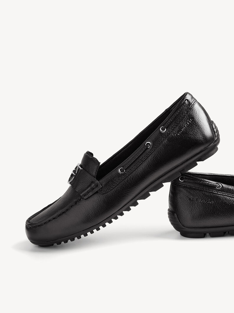 Leather Moccasin - black, BLACK LEATHER, hi-res